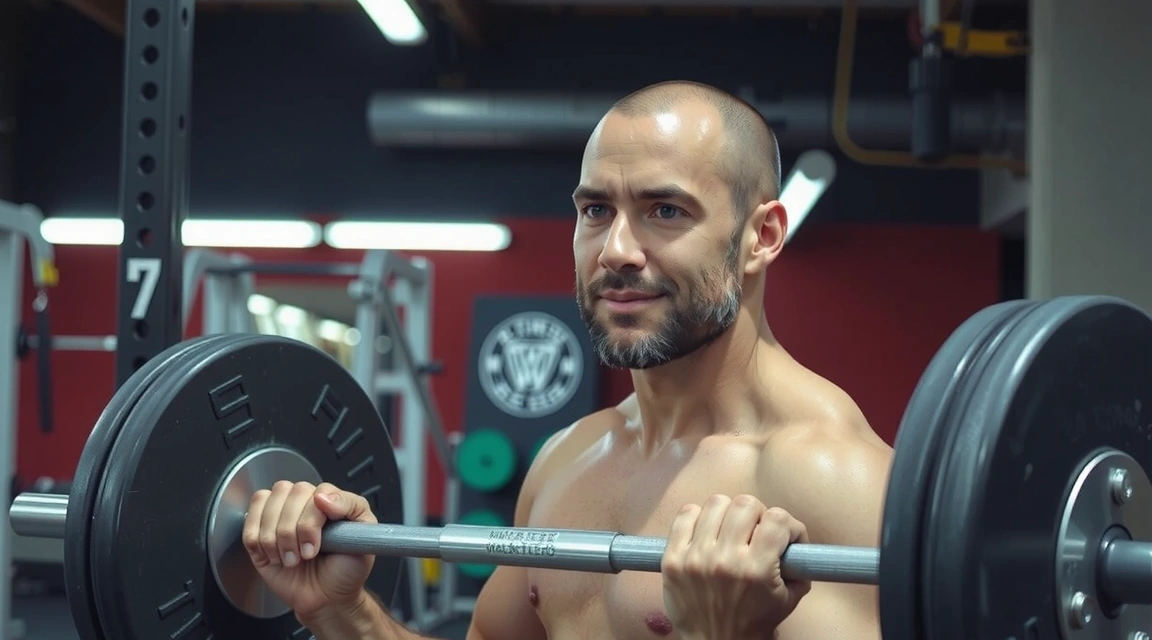 A man working out with weights, showing vitality and energy
